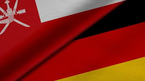 3D Rendering of two flags from Sultanate of Oman and Republic of Germany toge Stock Illustration