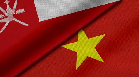 3D Rendering of two flags from Sultanate of Oman and Socialist Republic of Vi Stock Illustration