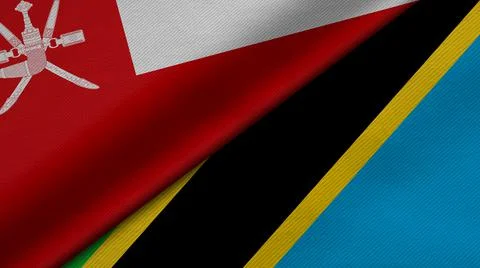 3D Rendering of two flags from Sultanate of Oman and Republic of Tanzania tog Stock Illustration