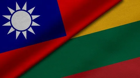 3D Rendering of two flags from Taiwan and Republic of Lithuania together with Stock Illustration
