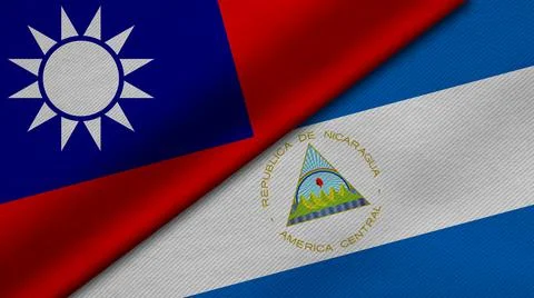 3D Rendering of two flags from Taiwan and Republic of Nicaragua together with Stock Illustration