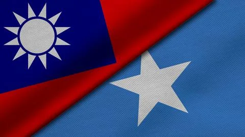 3D Rendering of two flags from Taiwan and Federal Republic of Somalia togethe Stock Illustration
