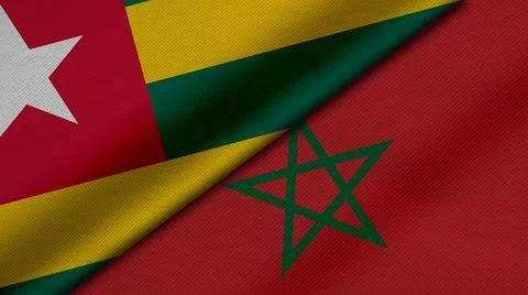 3D Rendering of two flags from Togolese Republic and Kingdom of Morocco toget Stock Illustration