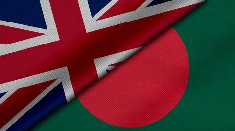 3D Rendering of two flags from United Kingdom or Britain and People's Republi Stock Illustration