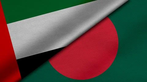 3D Rendering of two flags from United Arab Emirates and People's Republic of  Illustrazione stock