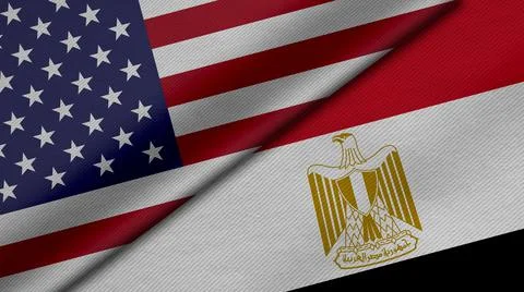 3D Rendering of two flags from United States of America and  Arab Republic of Stock Illustration