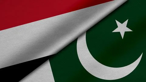 3D Rendering of two flags from yemen and Republic of pakistan together with f Stock Illustration