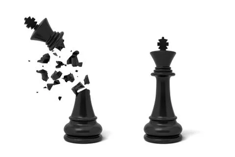 3d rendering of two isolated black chess kings stand near each other with one of Stock Illustration