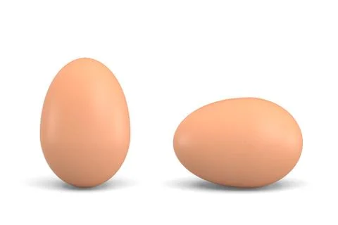 3d rendering of two isolated chicken eggs with brown shells where one stands Stock Illustration