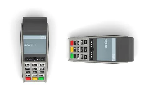3d rendering of two large payment terminals in vertical and horizontal views Stock Illustration