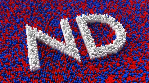 3d rendering of two-letter name codes of the US 50 states over a red and white b Illustrazione stock