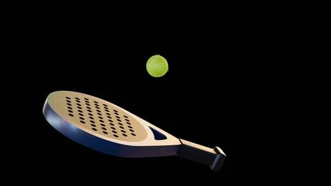 A 3d rendering of two metallic blue frame paddle rackets and a ball Stock Illustration