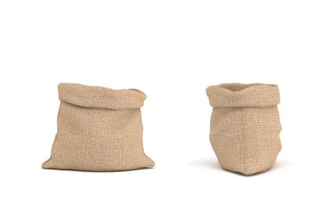 3d rendering of two open canvas sacks, one sack in front view and another in Illustration