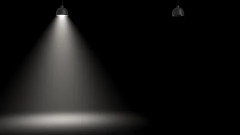 3d rendering of two pendant lamps with only one glowing in the darkness. Stock Illustration