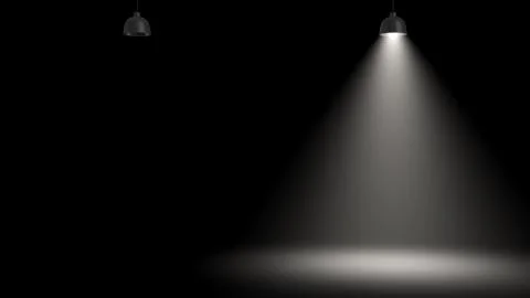 3d rendering of two pendant lamps with only one glowing in the darkness. Stock Illustration