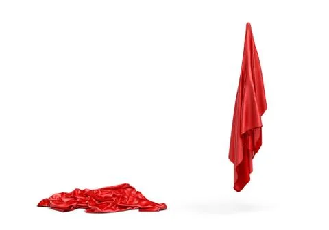 3d rendering of a two pieces of red satin clothes one is lying down and another Stock Illustration
