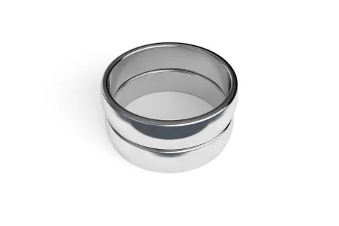 3D Rendering Two Realistic Couple Silver or White Gold Wedding Ring Stock Photos