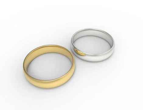 3D rendering of two rings isolated in white background. Stock Illustration