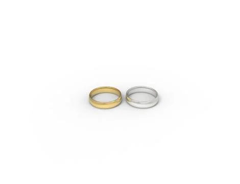 3D rendering of two rings isolated in white background. Stock Illustration
