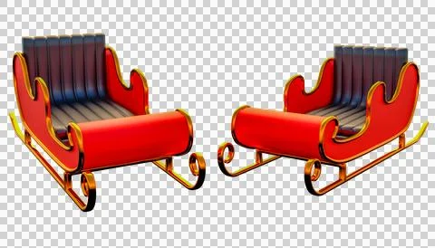 3d rendering of two santa carts, transparent background Stock Illustration