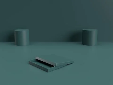 3D rendering of two simple round chairs in an empty blue room Stock Illustration