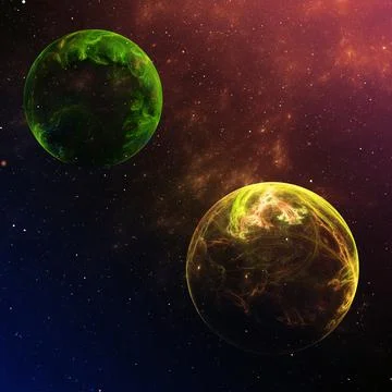 3D rendering of two spherical objects in spac イラスト素材