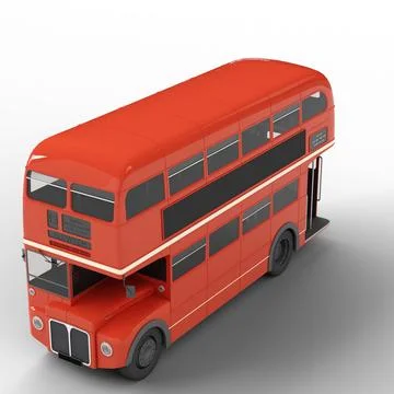 3d rendering of two-story bus on a white surface 스톡 일러스트