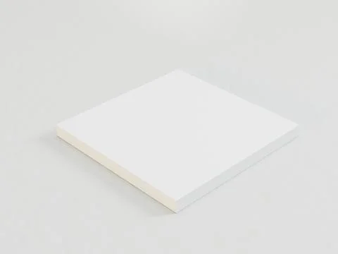 A 3D rendering of two tilted white squares on a gray surface, suggesting dept Stock Illustration