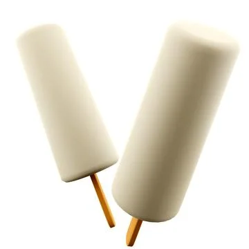 3d rendering two vanilla popsicles icon. 3d render two white ice creams with a Stock-Illustration