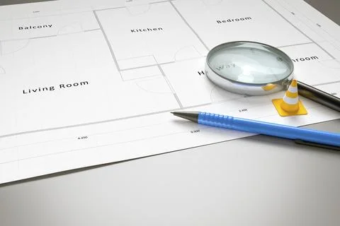 3d rendering of a typical floor plan Stock Illustration