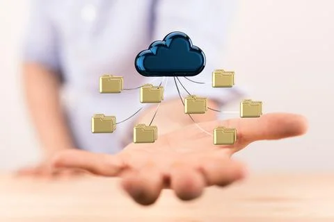 A 3d rendering of Ui of Cloud Computing Technology Internet Storage Network C Stock Photos