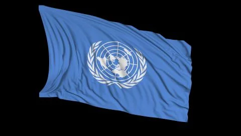 3d rendering of a UN flag. The flag develops smoothly in the wind Foto stock