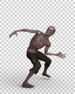 3D rendering of an undead zombie creature isolated on a transparent backgroun Stock Illustration