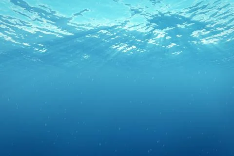 3d rendering underwater sea, ocean surface with light rays, high resolution 스톡 일러스트