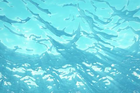 3d rendering underwater sea, ocean surface with light rays, high resolution イラスト素材