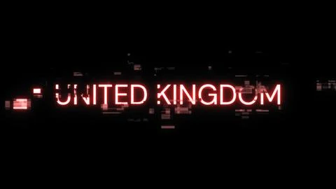 3D rendering United Kingdom text with screen effects of technological glitche Stock Illustration