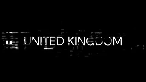 3D rendering United Kingdom text with screen effects of technological glitche Stock Illustration