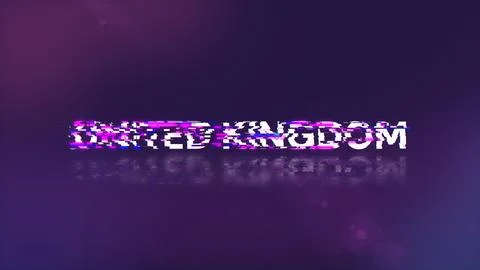 3D rendering United Kingdom text with screen effects of technological glitche Stock Illustration