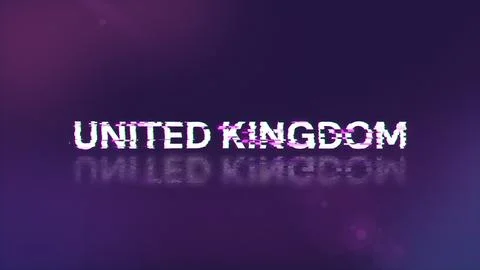 3D rendering United Kingdom text with screen effects of technological glitche Stock Illustration