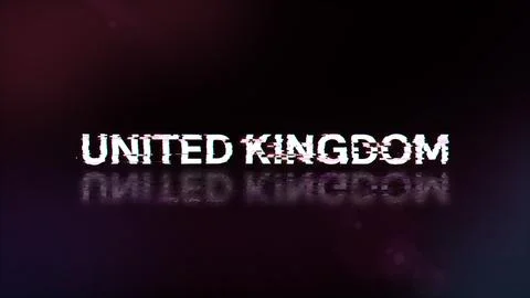 3D rendering United Kingdom text with screen effects of technological glitche Stock-Illustration