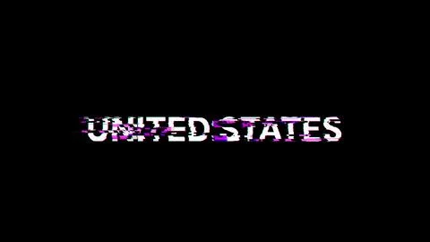 3D rendering United states text with screen effects of technological glitches Stock Illustration