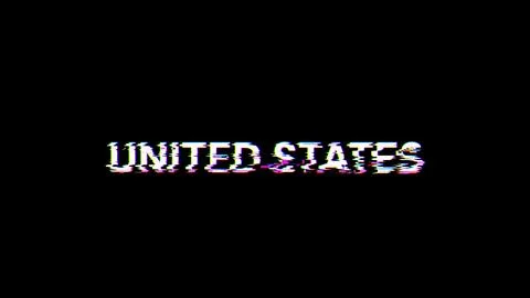 3D rendering United states text with screen effects of technological glitches 库存插图