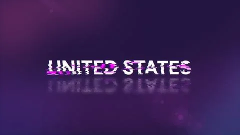 3D rendering United states text with screen effects of technological glitches Stock Illustration