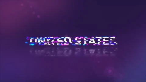 3D rendering United states text with screen effects of technological glitches Stock-Illustration