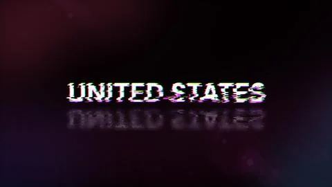 3D rendering United states text with screen effects of technological glitches Stock-Illustration