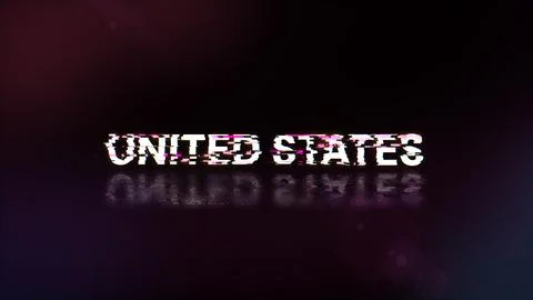 3D rendering United states text with screen effects of technological glitches Illustrazione stock