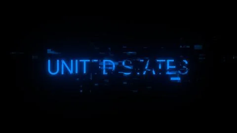 3D rendering United states text with screen effects of technological glitches Illustrazione stock