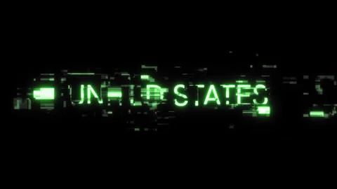 3D rendering United states text with screen effects of technological glitches Stock Illustration