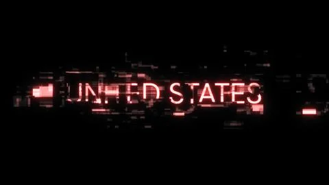 3D rendering United states text with screen effects of technological glitches Stock-Illustration