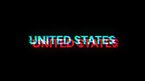 3D rendering United states text with screen effects of technological glitches 库存插图